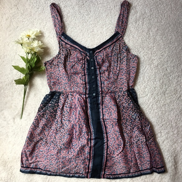 Free People Tops - FREE PEOPLE pink & blue floral babydoll tank